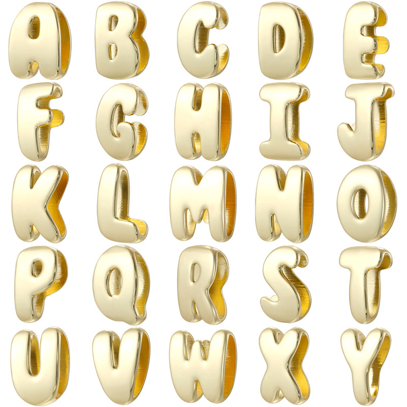 Perles droites petites lettres dorées