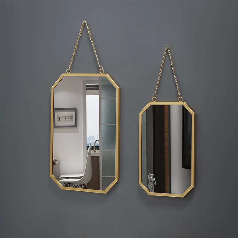 Iron Art Square Wall Mounted Makeup Decorative Wall Mirror For Bathroom Dormitory