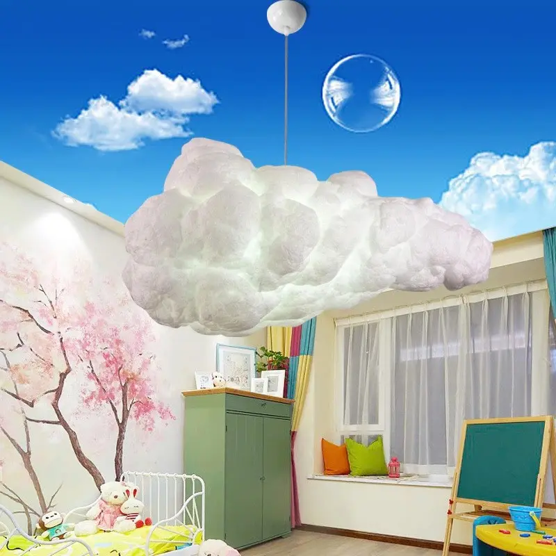 Pamuk yüzen bulut lamba anaokulu oyun alanı restoran beyaz bulut avize giyim mağazası bulut avize
