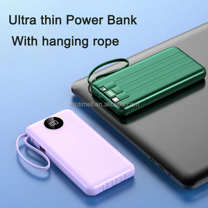 Dahili 4 kablo ile 2025 son ince taşınabilir şarj güç banka 10000mAh PowerBanks 20000 MAh harici pil kordon ile - Product Image 2