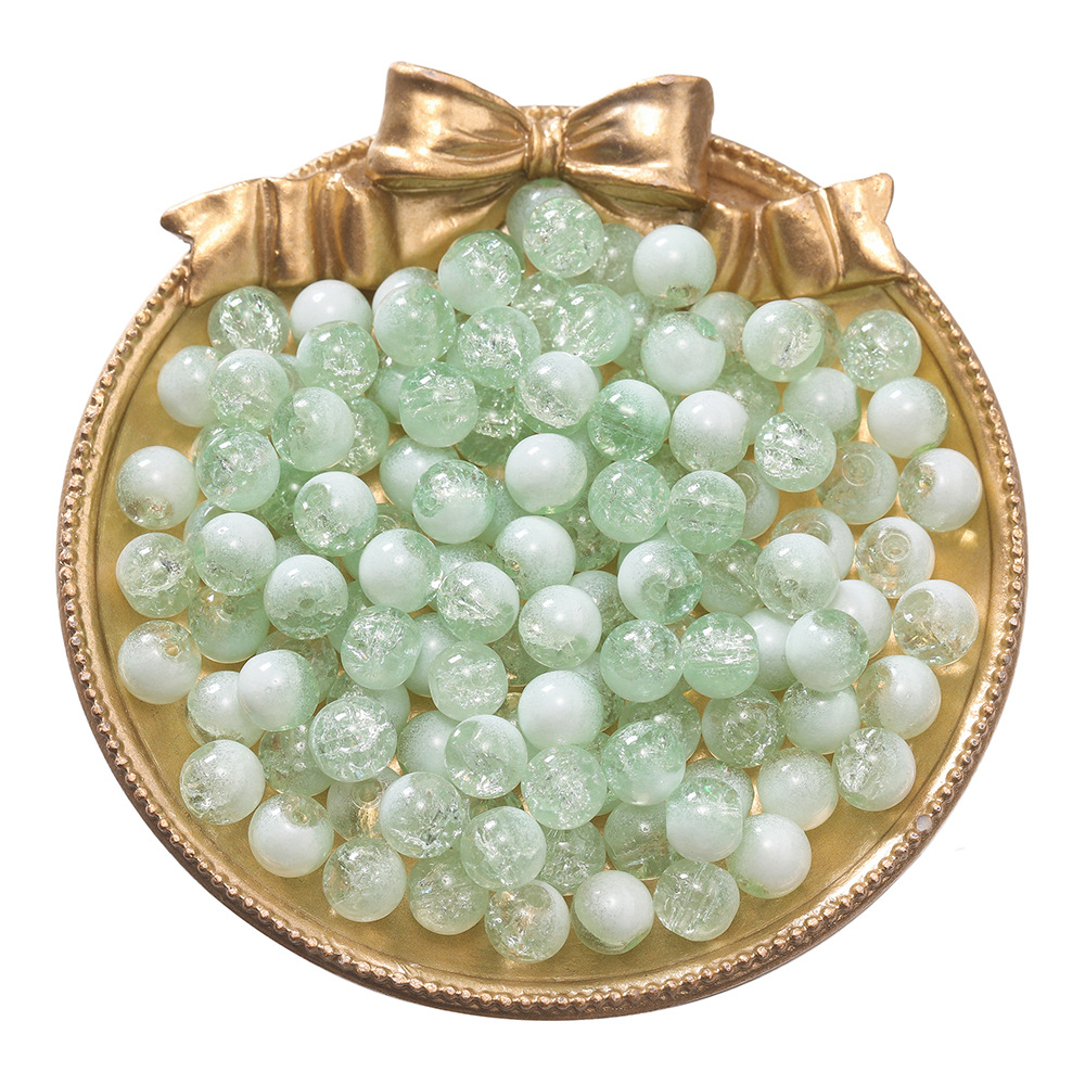 8mm glass milk foam beads - green