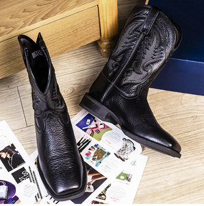 מגפיים מעור בוקרים קוהידה מגפי המדבר הבוהן מרובעות וינטג 'סגנון מערבי העליון העליון נעלי קרסול גברים נעליים גברים - Product Image 4