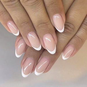เล็บแบบกดสไตล์ฝรั่งเศสสีขาวเรียบง่ายและสง่างามสำหรับใส่เล็บใช้ซ้ำได้ - Product Image 1