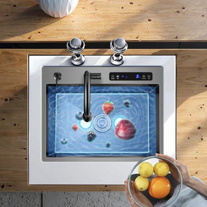 Popüler büyük tek mutfak lavabo el yapımı LED dijital ekran akıllı çok fonksiyonlu lavabo çizilmeye dayanıklı emek tasarrufu iki - Product Image 2