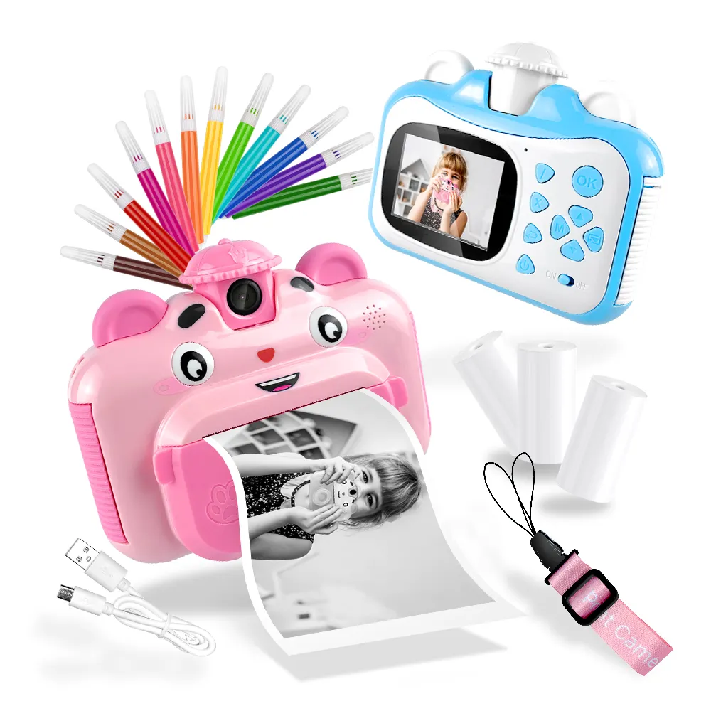 Cámara de impresión instantánea para niños, minicámara HD 1080p con papel fotográfico térmico, cámara Digital, regalos para niños, juguetes K1