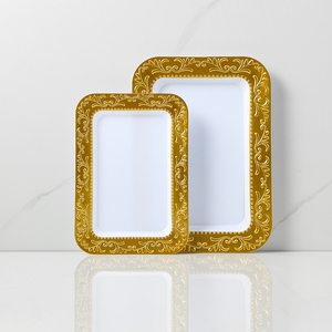 批发矩形透明托盘PP服务托盘，带彩色底部 - Product Image 3