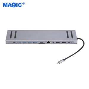 תוכנת חומרה למחשב סוג C ל-HDMI כפול USB 3.0 Ethernet רכזת 12 ב-1 USB C תחנת עגינה