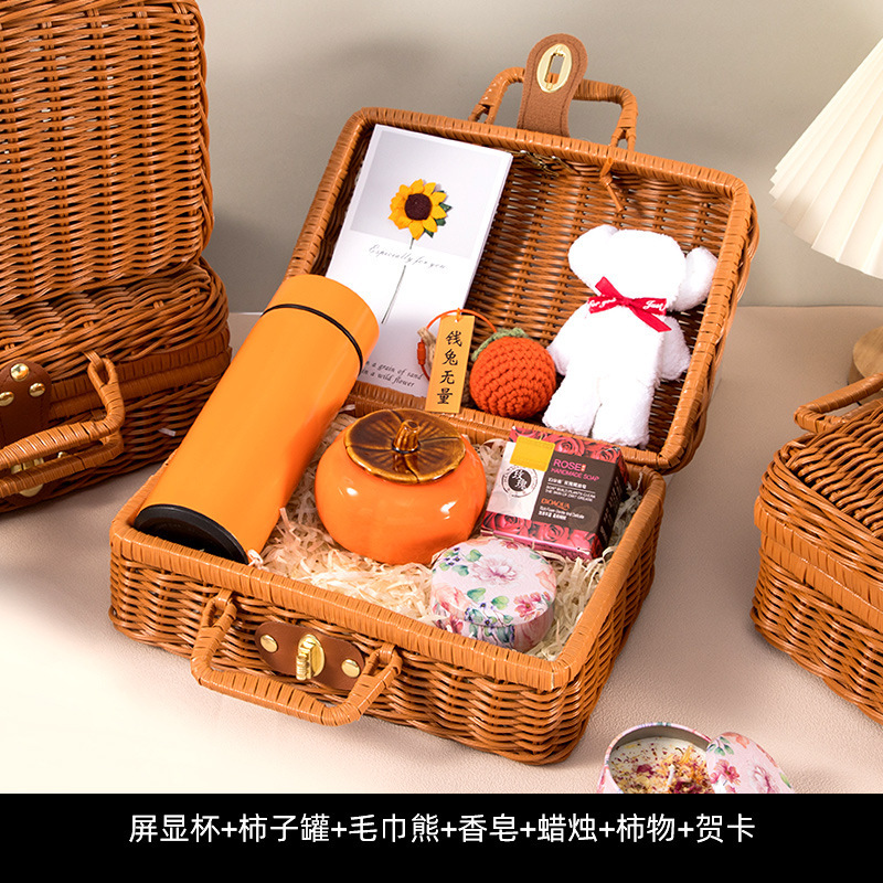 Display cup, persimmon jar, towel, bear, soap, candle, persimmon greeting card