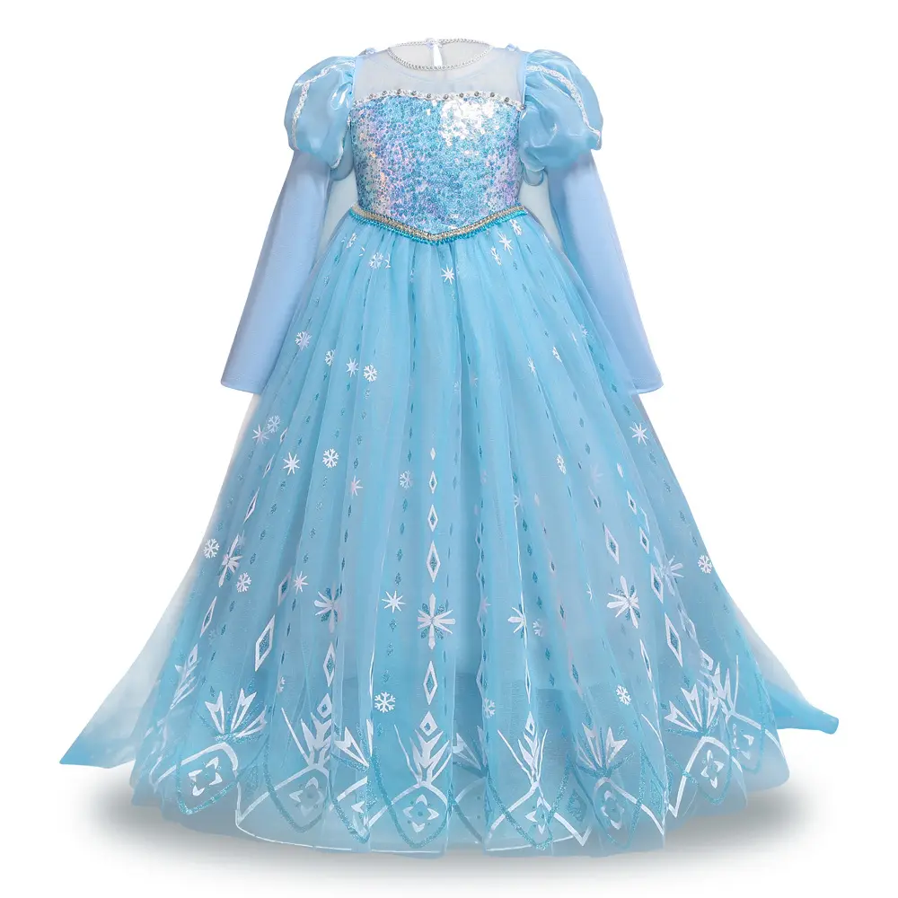 Vestido de princesa cosplay com lantejoulas para show de romance, vestido de fantasia para meninas e crianças, sacola de poliéster com 1 peça e opp