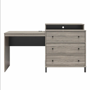 Dresser/Desk Combo with Wireless Charger and <strong>Three</strong> Drawers <strong>Computer</strong> Desk Writing <strong>Table</strong> with Steel Legs - Product Image 2