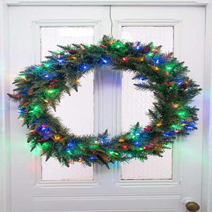 Greenery Wreath Snowy Pine String Lamp illuminazione artificiale della decorazione del caprifoglio con striscia di luce notturna con frange floreali - Product Image 6
