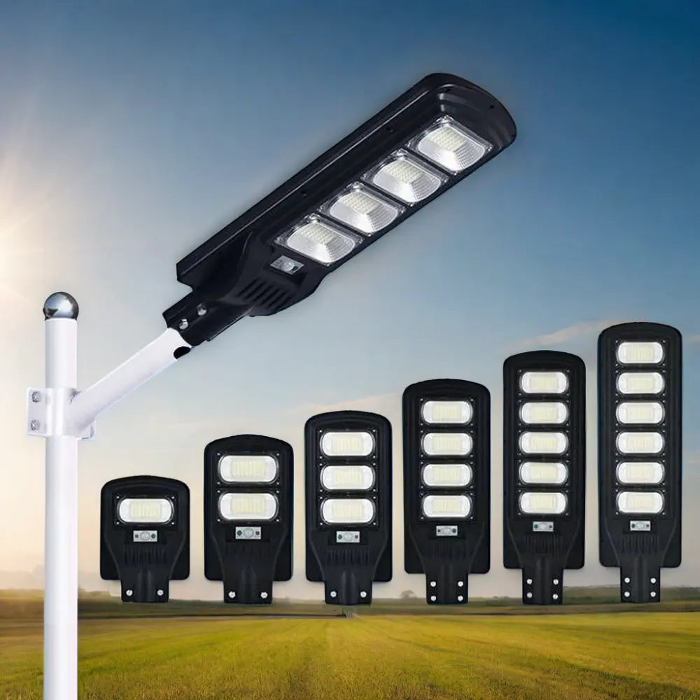 Outdoor All-In-One Solar Street Light 50W-300W PIR Motion Sensor IP65 impermeável com ABS Lâmpada Body Garden Road