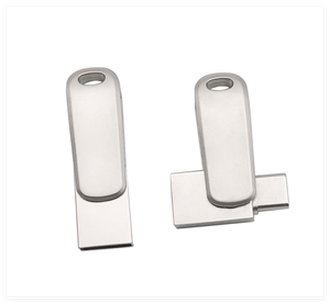 批发定制徽标USB 2.0 TYPE-C闪存驱动器USB C闪存驱动器金属银新产品可旋转定制徽标记忆棒 - Product Image 5