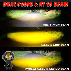Mini sürüş ışıkları yüksek/düşük işın LED farlar çift renk sarı beyaz Led motosiklet sis lambası - Product Image 6