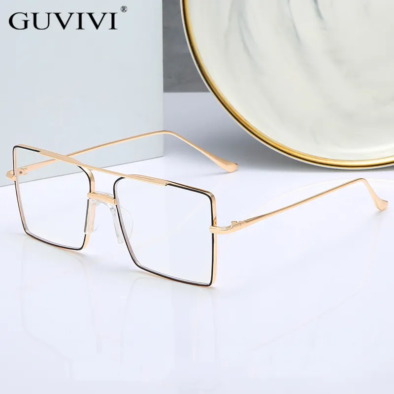 Nuovo Design Double Bridge Square Glasses Frame Fashion Blue Light Blocking occhiali montatura per occhiali in metallo donna