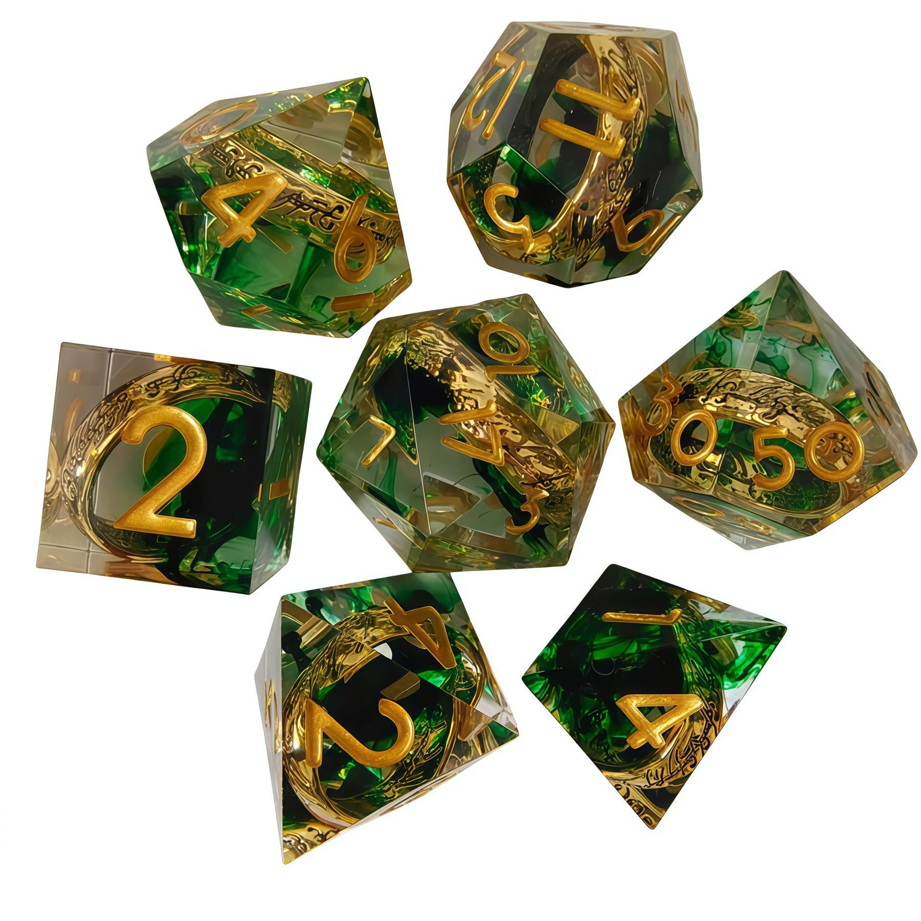 Green gold inlaid ring drops