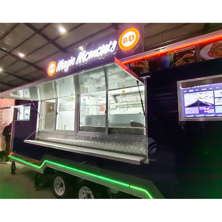 Intermitente Catering Concesión Hot Dog Ice Cream Food Trailer Cart Remorque Food Truck con equipo completo de cocina para la venta