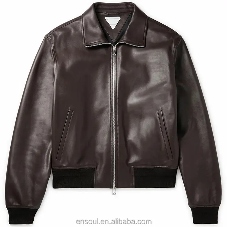 OEM Customized Outdoor Vintage Smooth Monochrome Waterproof Men Leather Jacket
