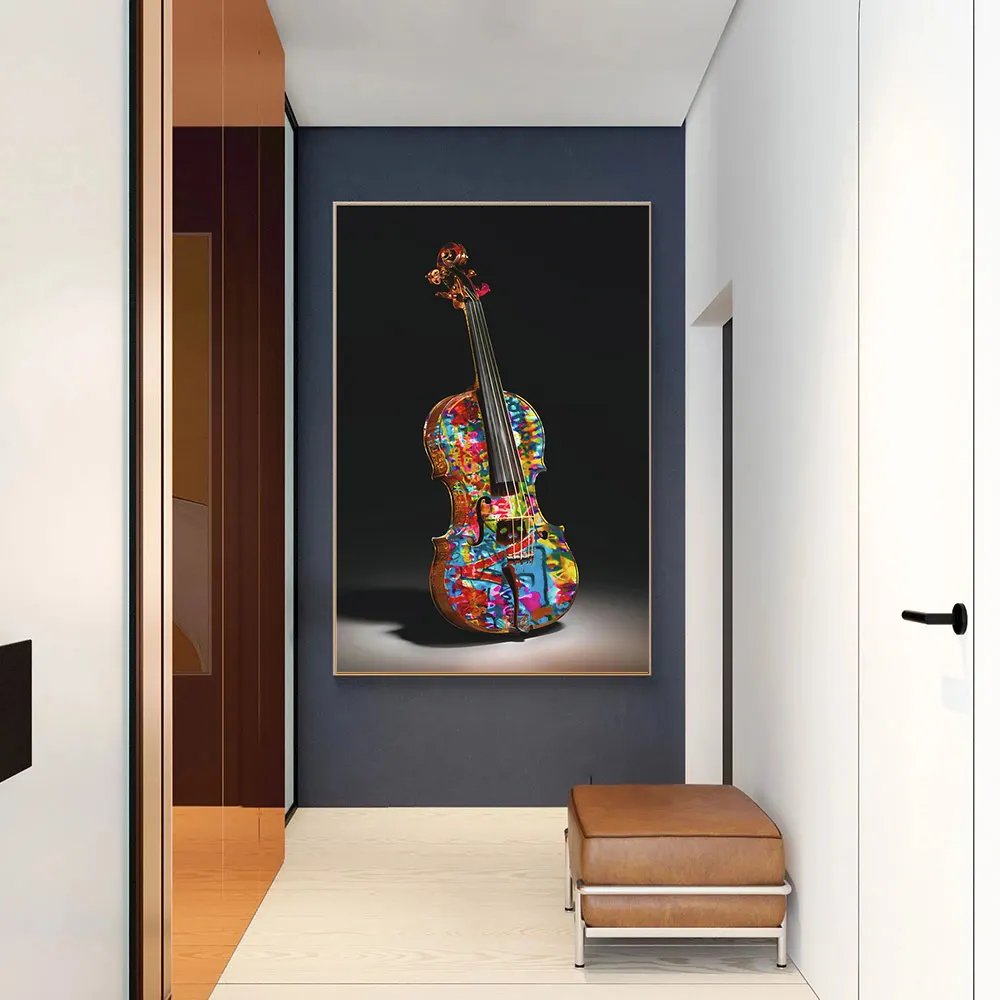 GraffitI Wall Street guitare Instrument de musique Pop Art images imprimées sur toile pour la décoration de la maison et du salon