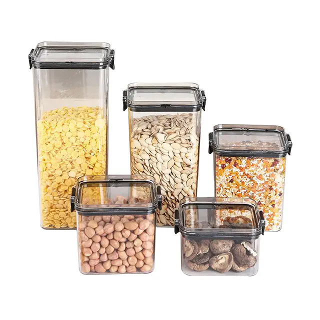 Nhà nhà bếp nhà máy bán hàng trực tiếp giá cả cạnh tranh nhựa lưu trữ hộp ngũ cốc thực phẩm hạt riêng biệt lưu trữ container