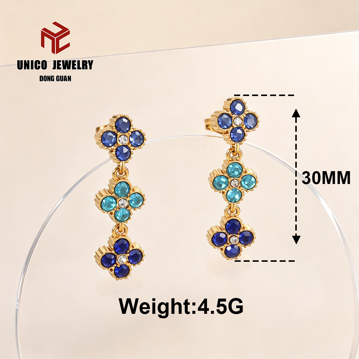 Boucles d'oreilles trèfle à quatre feuilles dorées-12
