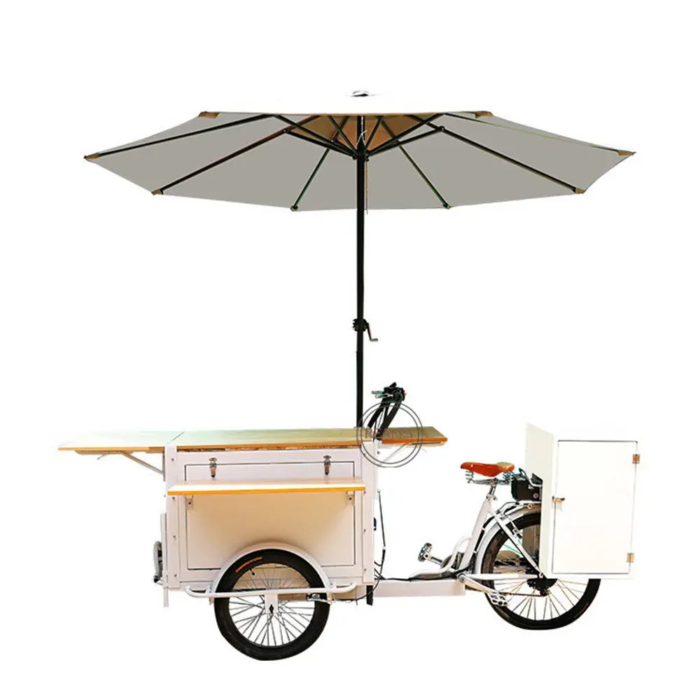 プロモーション高品質電気コーヒー三輪車フロントローディングペダルアシストカーゴ自転車フードカートアイスクリームケータリングバイク
