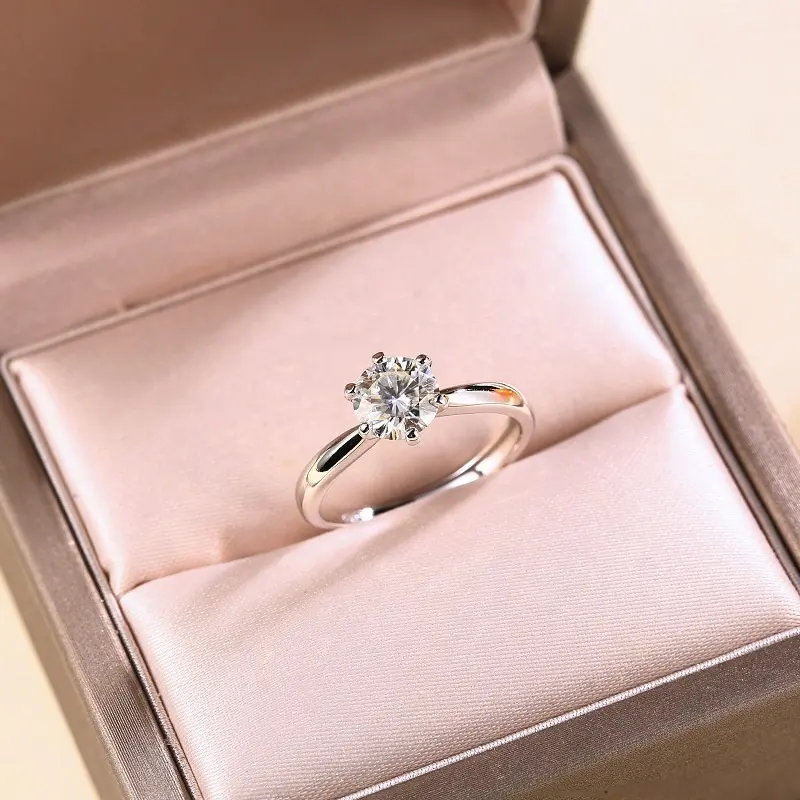 0,5/1/2 CT 925 Стерлинговое Серебро Круглый VVS1 алмаз юбилей Регулируемый Муассанит для помолвки обручальное кольцо для женщин