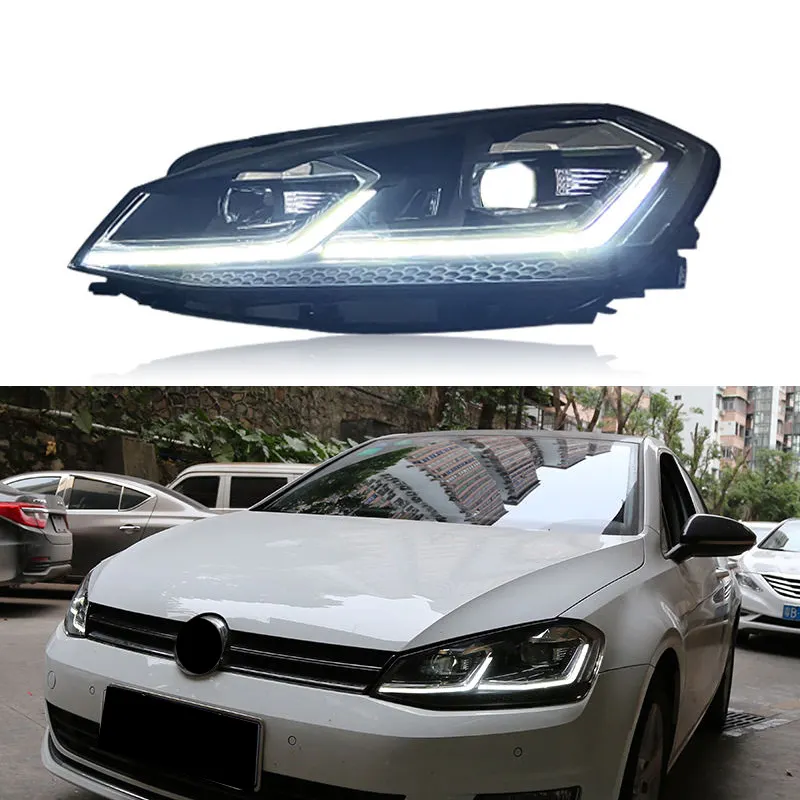 Phụ Kiện Xe Hơi HID Xenon năng động 7.5 phong cách đèn pha LED DRL Đèn pha cho Volkswagen VW GOLF MK7 2013 2017 đầu đèn lắp ráp