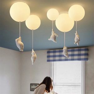 幼稚園の子供の子供部屋パンダホッキョクグマ<span class=keywords><strong>LED</strong></span>ペンダントランプのための現代的な創造的な漫画のバルーンシーリングライト
