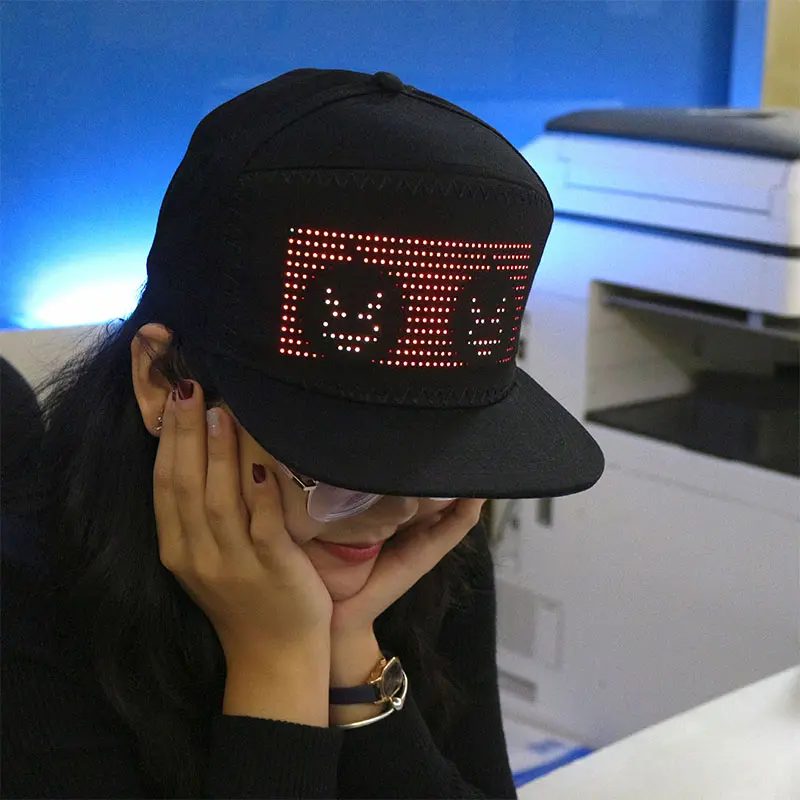 Sombrero de fiesta nocturna para adultos, gorra parpadeante led programable con mensaje y app