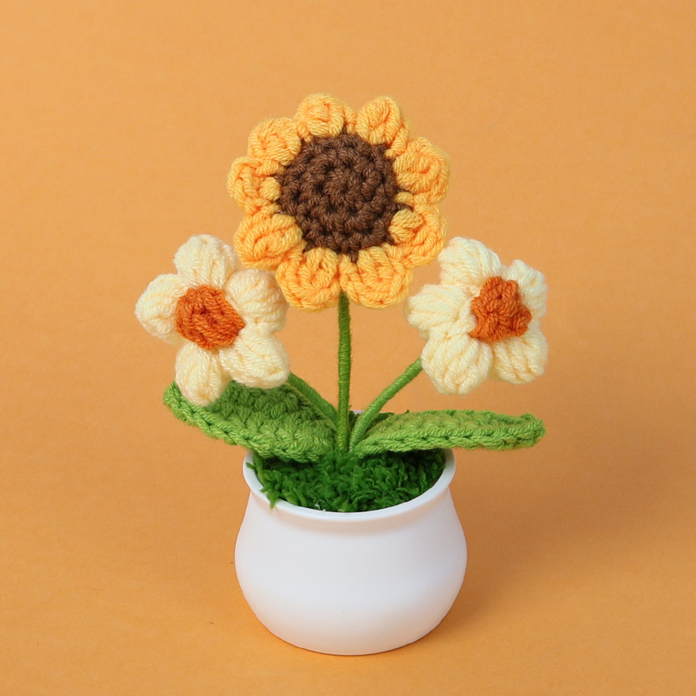 Small yellow sunflower double-puff potted plant