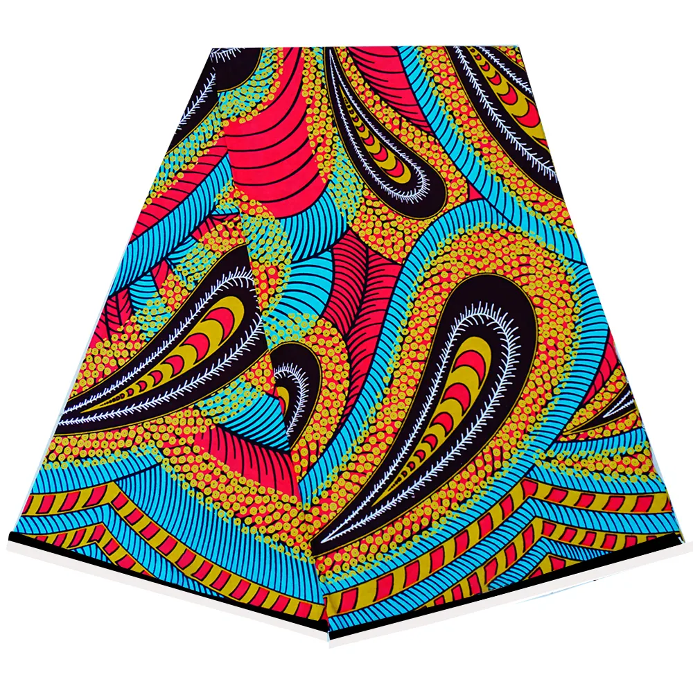 Tecido estampado africano popular de cera, atacado, tecido africano com rabo de pau, bonito para mulheres, vestido de festa