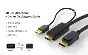 4K 60Hz <strong>HDMI</strong> 2.0 <strong>to</strong> Displayport <strong>Adapter</strong> Cable for Xbox One / PS4 / PS5 / NS Compatible With VESA Dual-Mode - Product Image 2