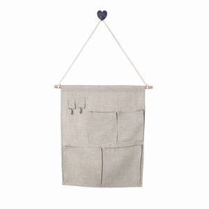 Sobre la puerta 100% bolsillos de almacenamiento de tela de lino armario de pared colgante bolsa de lino organizador forma cuadrada para ropa-conjunto disponible
