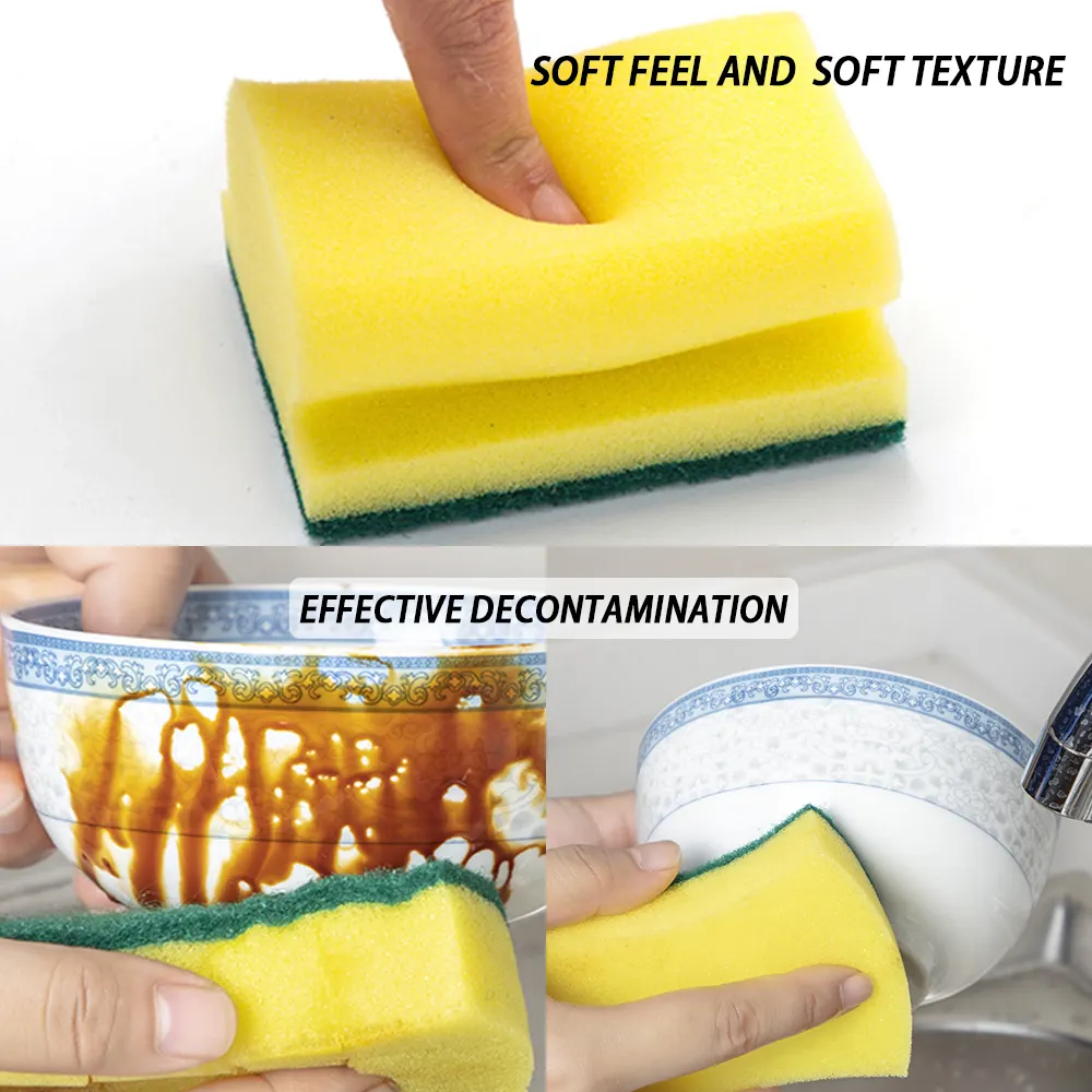 Kitchen cleaning green scouring pad Grip Sponge Scrubbers Easy cleaning Dish Washing sponge For Housecleaning
