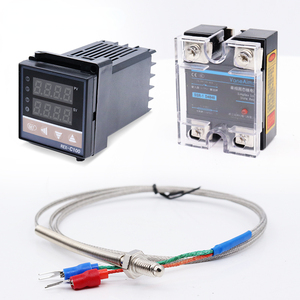 デジタルPID RKCサーモスタットコントローラREX-C100 40DA SSRリレーと1m K熱電対プローブ温度計器製品 - Product Image 1