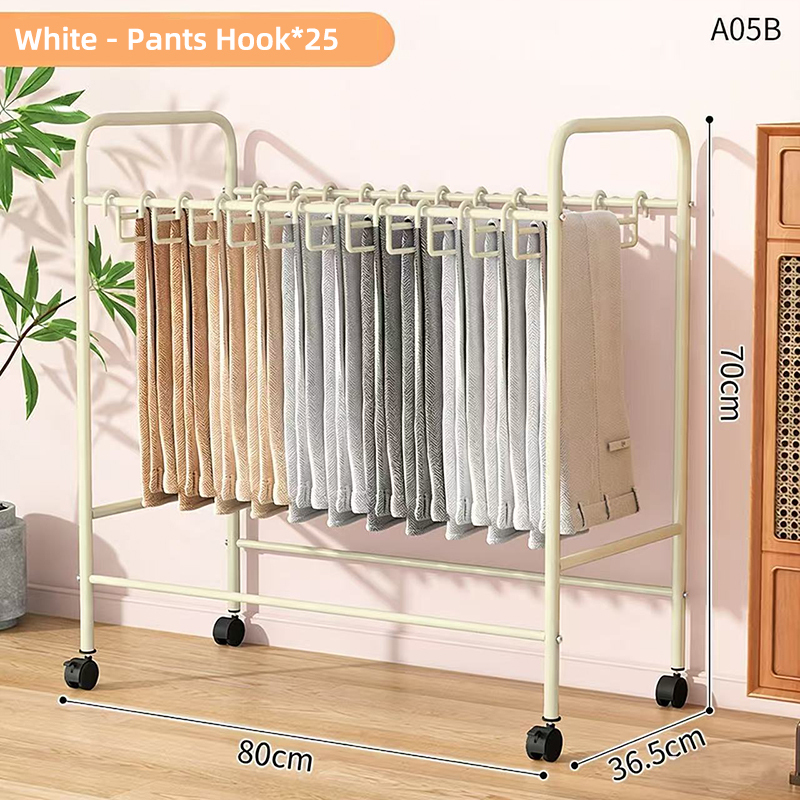 Porte-pantalons - 80 cm de large, blanc, 25 crochets