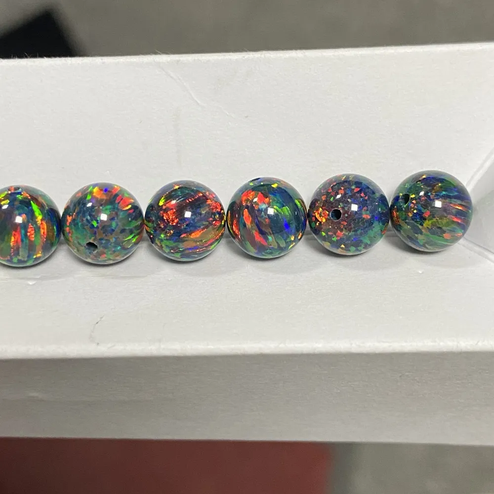 HQ Gems Synthetischer Opal stein 8mm Vollloch kugel Erstellt Opal perlen Schwarzer Opal stein Preis pro Gramm