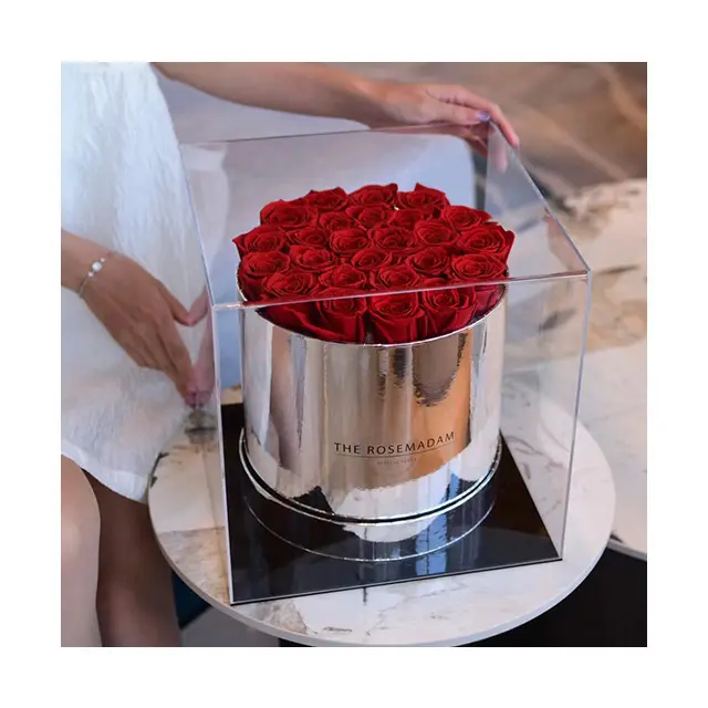 Cubo de flores preservadas de gran tamaño, caja de rosas de lujo, regalo de San Valentín, Tanabata, venta al por mayor, novedad