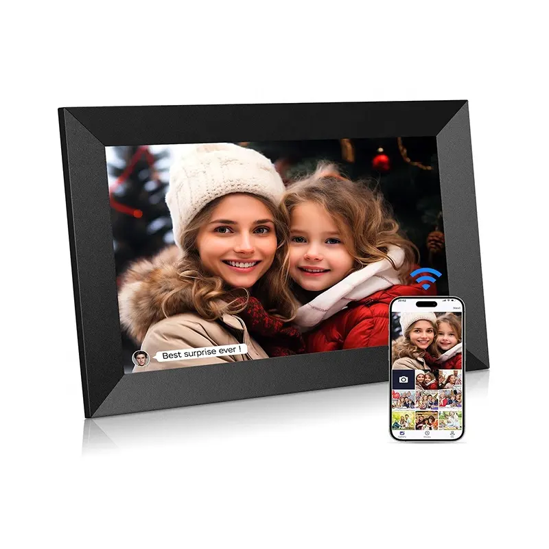 Moldura de fotos inteligente com tela de toque, moldura digital WiFi de 10,1 polegadas com 32 GB de memória, compartilhe fotos instantaneamente via Uhale