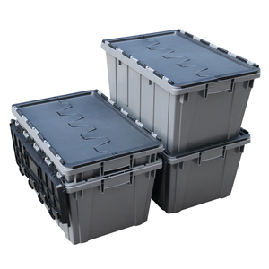 カスタムサイズのプラスチッククレートスタッキング & ネスティングプラスチックムービングボックス付属の蓋トートボックス収納容器ターンオーバークレート蓋付き - Product Image 4