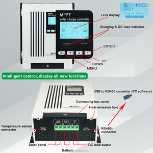 Guangzhou Auto Double Road Start MPPT Controlador de carga solar 20-120A Regulador de potencia con descargador de carga de pantalla LCD de 12-96V - Product Image 5