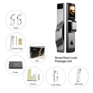 3Dフェイス指紋認識スマートドアロック防犯カメラ電子デジタルロックウッドドアWiFi用 - Product Image 5