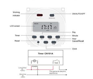 CN101A 220V 230V 240V Digitaler LCD-Power-Timer 7 Tage wöchentlich Programmier barer Zeitrelais-Programmierer Eingebauter Akku - Product Image 6