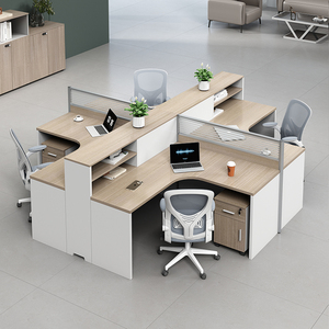 Escritorio de ordenador en forma de L Foshan con silla, mesa de oficina moderna Simple y posición del personal, asiento de tarjeta de esquina, Material de madera - Product Image 3