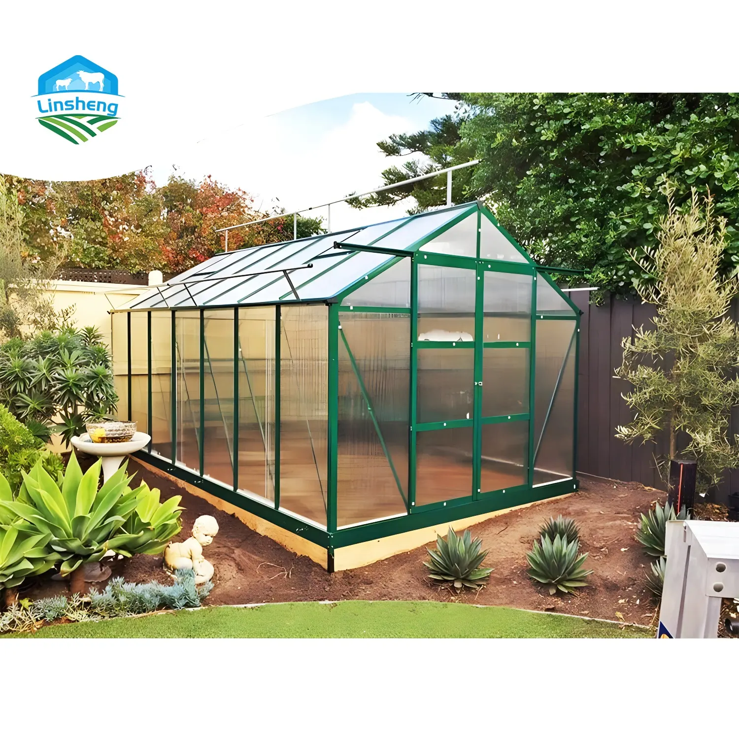 3*2.4CM serra in policarbonato case da giardino in vetro verde casa mini serra in plastica