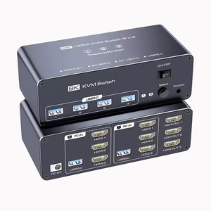 HDMI KVM交换机DP 2.1 8k 60hz 2台电脑3台显示器2端口2进3出2台电脑共享3台显示器和4个USB 3.0端口 - Product Image 1