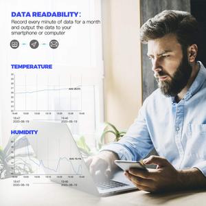 Termómetro con higrómetro Digital Ble, Sensor de temperatura y humedad, registrador de datos inalámbrico para temperatura y humedad - Product Image 3