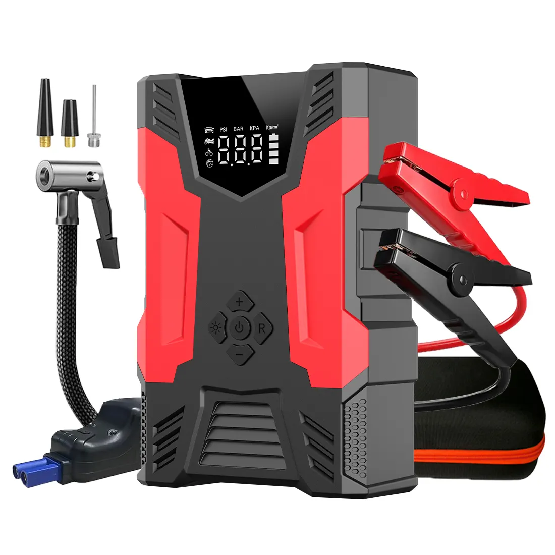 Portable 12V Car Battery Jump Starter with Air Compressor Emergency Booster Pack Jump Starters with Air Pump Tire Inflator