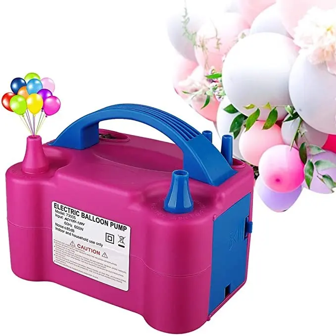 Portable Dual Nozzle Fushia Rose Red Electric Balloon Blower Pump/electric Balloon Inflator For Decoration